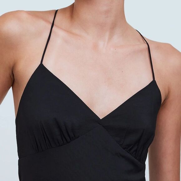 Madewell Layton Midi Slip Dress Size 10 in True Black NWT - Picture 5 of 8